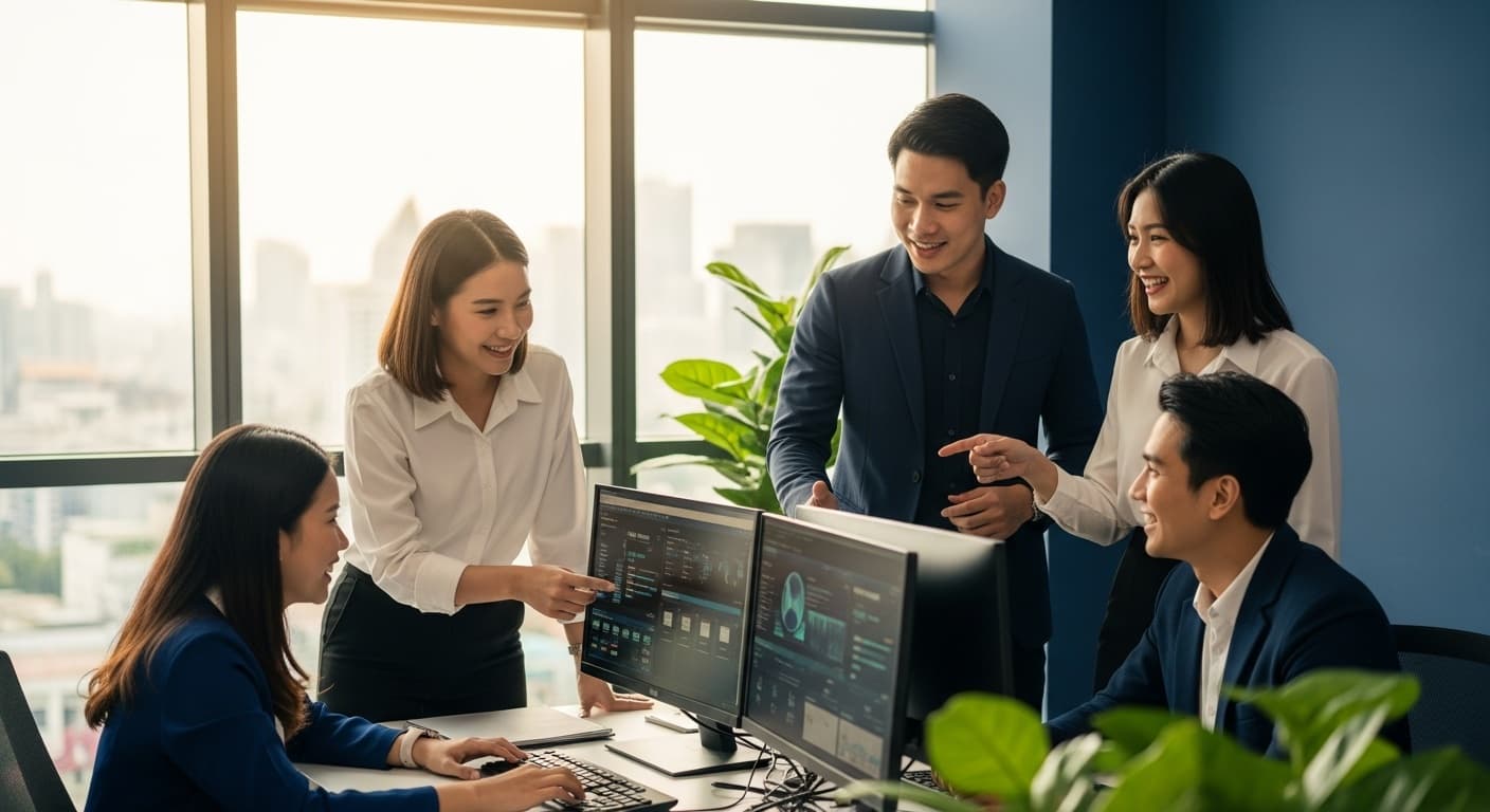 ក្រុមការងារ Bitdefender Thailand កំពុងសហការគ្នានៅការិយាល័យបាងកក